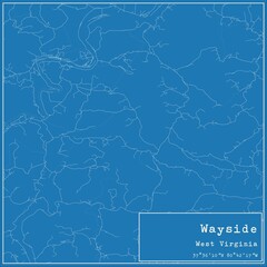 Obraz premium Blueprint US city map of Wayside, West Virginia.