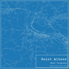 Blueprint US city map of Saint Albans, West Virginia.