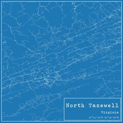 Blueprint US city map of North Tazewell, Virginia.