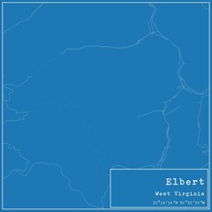 Blueprint US city map of Elbert, West Virginia.
