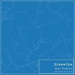 Blueprint US city map of Hiawatha, West Virginia.