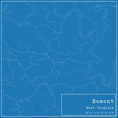 Blueprint US city map of Bomont, West Virginia.