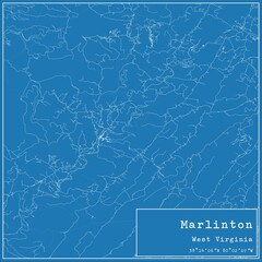 Blueprint US city map of Marlinton, West Virginia.