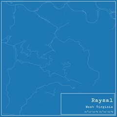 Blueprint US city map of Raysal, West Virginia.