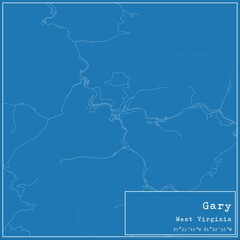 Blueprint US city map of Gary, West Virginia.