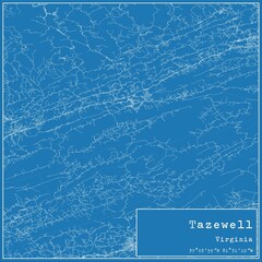 Blueprint US city map of Tazewell, Virginia.