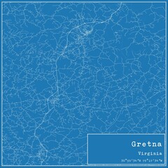 Blueprint US city map of Gretna, Virginia.