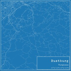 Blueprint US city map of Rustburg, Virginia.