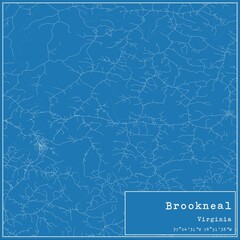 Blueprint US city map of Brookneal, Virginia.