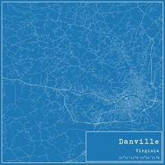 Blueprint US city map of Danville, Virginia.