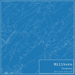 Blueprint US city map of Millboro, Virginia.