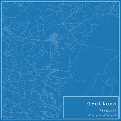 Blueprint US city map of Grottoes, Virginia.