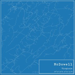 Blueprint US city map of McDowell, Virginia.