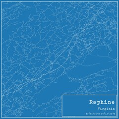 Blueprint US city map of Raphine, Virginia.