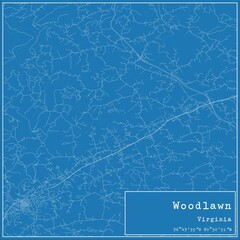 Blueprint US city map of Woodlawn, Virginia.