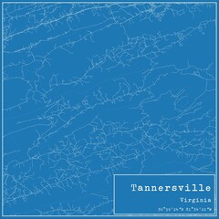 Blueprint US city map of Tannersville, Virginia.