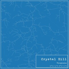 Blueprint US city map of Crystal Hill, Virginia.