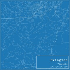 Obraz premium Blueprint US city map of Evington, Virginia.