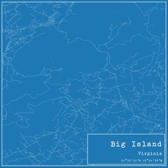 Blueprint US city map of Big Island, Virginia.