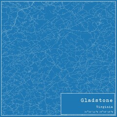 Blueprint US city map of Gladstone, Virginia.