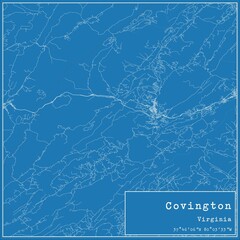Blueprint US city map of Covington, Virginia.