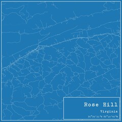 Blueprint US city map of Rose Hill, Virginia.
