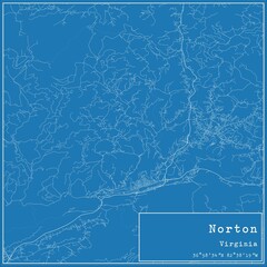 Blueprint US city map of Norton, Virginia.