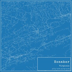 Blueprint US city map of Honaker, Virginia.