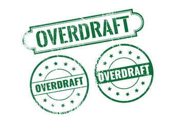 Overdraft Rubber sign or Stamp, Grunge rubber Stamp, Sale badge Vintage old texture