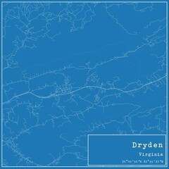 Blueprint US city map of Dryden, Virginia.