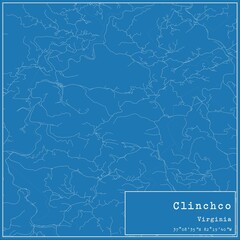 Blueprint US city map of Clinchco, Virginia.
