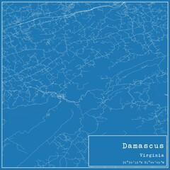 Blueprint US city map of Damascus, Virginia.