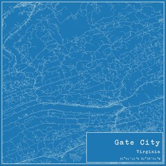 Blueprint US city map of Gate City, Virginia.