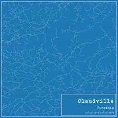 Blueprint US city map of Claudville, Virginia.