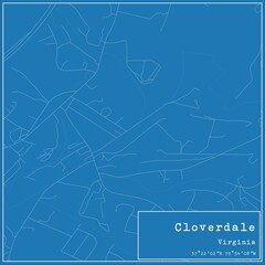 Blueprint US city map of Cloverdale, Virginia.