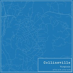 Blueprint US city map of Collinsville, Virginia.