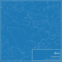 Blueprint US city map of Bee, Virginia.