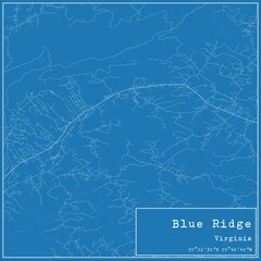 Blueprint US city map of Blue Ridge, Virginia.