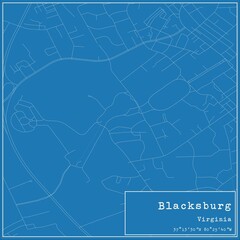 Blueprint US city map of Blacksburg, Virginia.