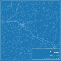 Blueprint US city map of Crewe, Virginia.