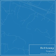 Blueprint US city map of Nottoway, Virginia.