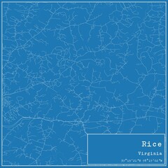 Blueprint US city map of Rice, Virginia.