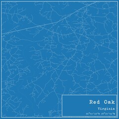 Blueprint US city map of Red Oak, Virginia.