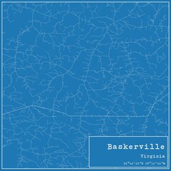 Blueprint US city map of Baskerville, Virginia.