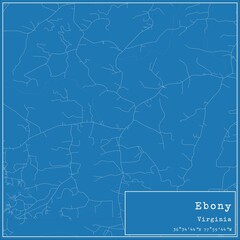 Blueprint US city map of Ebony, Virginia.
