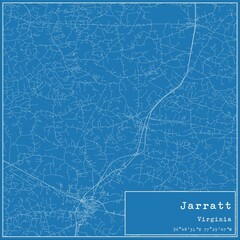 Blueprint US city map of Jarratt, Virginia.