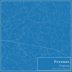 Blueprint US city map of Freeman, Virginia.