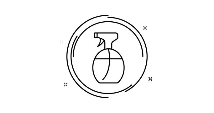 wiping sprayer animated outline icon on white background. wiping sprayer rotation appearance 4k video animation for web, mobile and ui design