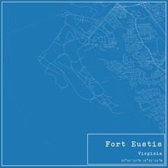 Blueprint US city map of Fort Eustis, Virginia.