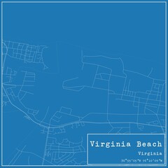 Fototapeta premium Blueprint US city map of Virginia Beach, Virginia.